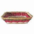 Cesto da confezionamento rettangolare rosso e bianco con ghirlanda decorativa verde 49/45X34X12