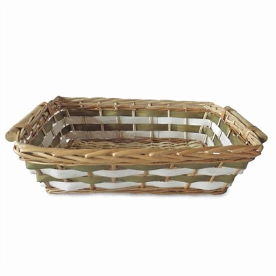 Cesto da confezionamento rettangolare in vimini bianco e oro 49/45X34X12 
