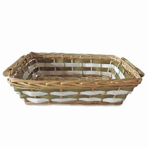 Cesto da confezionamento rettangolare in vimini bianco e oro 49/45X34X12 