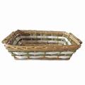 Cesto da confezionamento rettangolare in vimini bianco e oro 49/45X34X12 