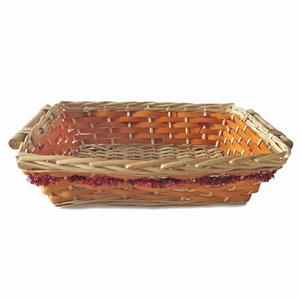 Cesto da confezionamento rettangolare arancio con ghirlanda decorativa rossa 49/45X34X12 