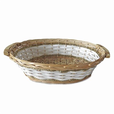 Cesto da confezionamento ovale in vimini bianco e oro 49/46X36X12 