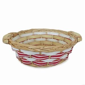 Cesto da confezionamento rotondo in vimini rosso e bianco Ø32X10 