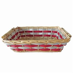 Cesto da confezionamento ovale in vimini rosso e argento 40/36X27X10 