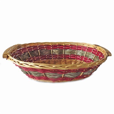 Cesto da confezionamento ovale in vimini rosso e grigio 65/61X48X16 