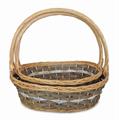 Cesto da confezionamento ovale con manico in vimini grigio 50X42H15+46X36H14 in set di 2