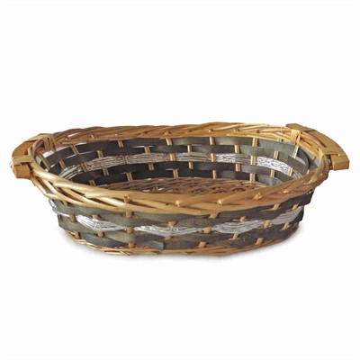 Cesto da confezionamento ovale in vimini grigio 42/38X28X10 