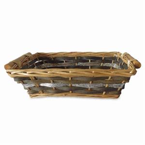 Cesto da confezionamento rettangolare in vimini grigio e argento 54/51X38X13 