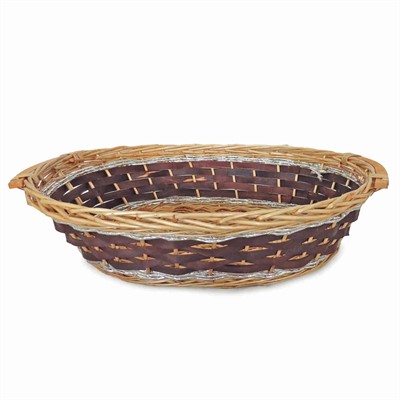 Cesto da confezionamento ovale in vimini marrone e argento 65/61X48X16 