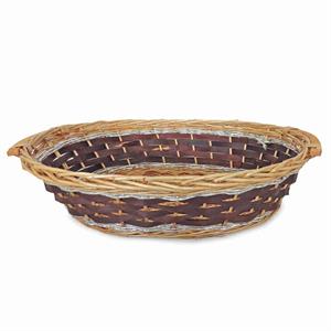Cesto da confezionamento ovale in vimini marrone e argento 65/61X48X16 