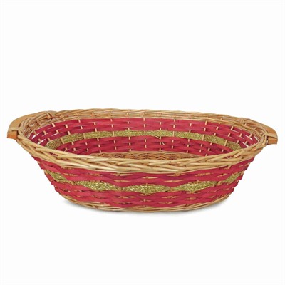 Cesto da confezionamento ovale in vimini rosso e oro 65/61X48X16