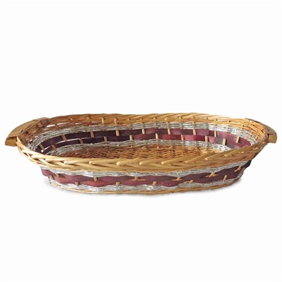 Cesto da confezionamento ovale in vimini marrone e argento 69/65X40X13