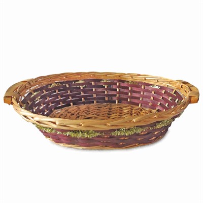 Cesto da confezionamento ovale in vimini marrone con ghirlanda decorativa oro 49/46X36X12 