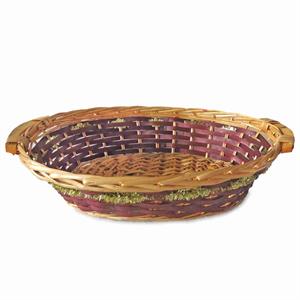 Cesto da confezionamento ovale in vimini marrone con ghirlanda decorativa oro 49/46X36X12 