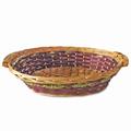 Cesto da confezionamento ovale in vimini marrone con ghirlanda decorativa oro 49/46X36X12 