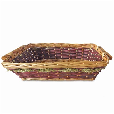 Cesto da confezionamento rettangolare in vimini marrone con ghirlanda decorativa oro 54/51X38X13 