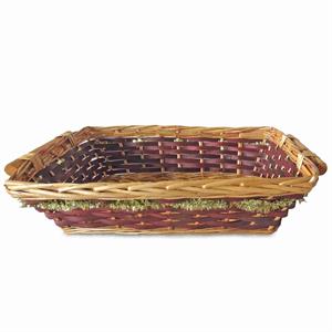 Cesto da confezionamento rettangolare in vimini marrone con ghirlanda decorativa oro 54/51X38X13 