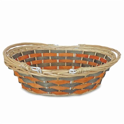 Cesto da confezionamento ovale arancione e grigio con manici pieghevoli 46X36X12 