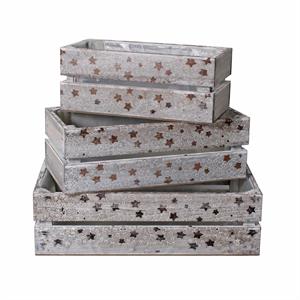 Cassetta in legno di abete Stelle 35X18H10 in set di tre