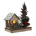 Casetta con portacandela in legno di abete con led 15X10X12 