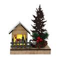 Casetta con portacandela in legno di abete con led 15X10X12 