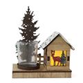 Casetta con portacandela in legno di abete con led 15X10X12 