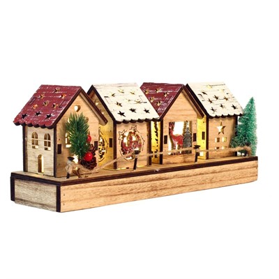 Casette decorative in legno di abete con led 33X9H13 