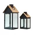 Lanterna in legno e metallo 18X18H45 in set di 2