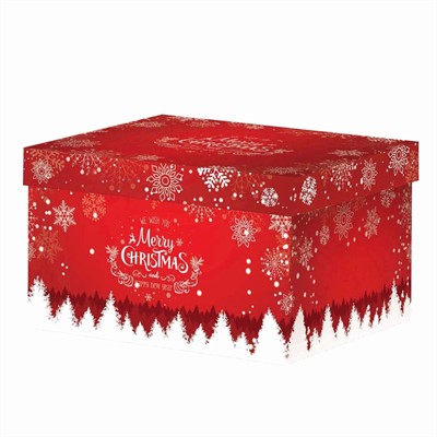 Scatola rossa in cartone con coperchio 38,5x30H22 