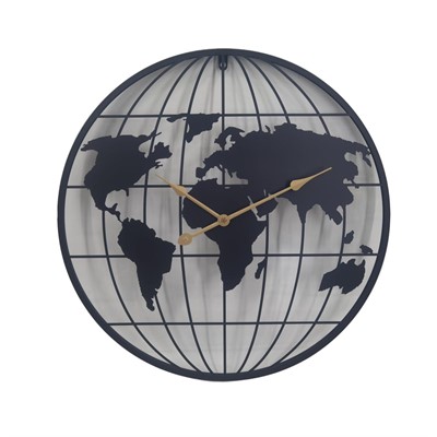Orologio in metallo nero planisfero Ø60