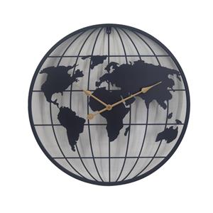 Orologio in metallo nero planisfero Ø60