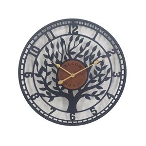 Orologio in metallo nero albero Ø60 