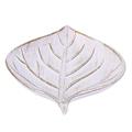 VASSOIO A FOGLIA IN MDF COLOR BIANCO ANTICATO CM 29,5X22H3,5 