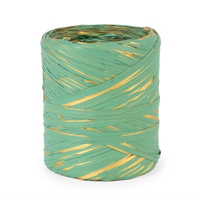 Rocchetto di polyraphia verde acqua e oro H.15MMX200MT