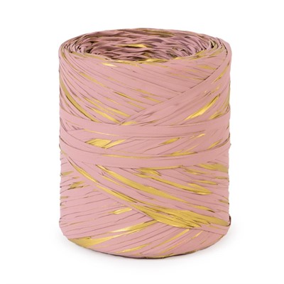 Rocchetto di polyraphia rosa antico e oro H.15MMX200MT