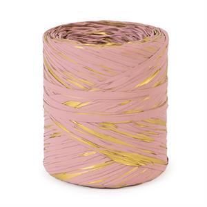 Rocchetto di polyraphia rosa antico e oro H.15MMX200MT