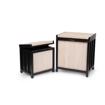 PUFF CONTENITORE NERO e NATURALE SET DI DUE CM.46X35H53/38X29H45 