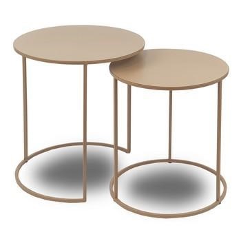 TAVOLINO TONDO FERRO BEIGE DIAM.45H50/40H46