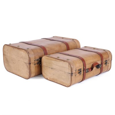 Valigia in legno e pelle 45X31H19 in set di 2