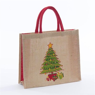 BORSINA JUTA NATURALE ROSSA ALBERO 15X12H15 MADE IN INDIA