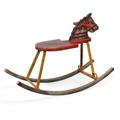 CAVALLO A DONDOLO DECORATIVO METALLO TEAK 80X29H58 MADE IN INDIA