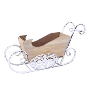 Slitta in legno e metallo sbiancato 46X13H28 