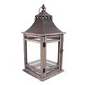 Lanterna in legno di abete e metallo grigio anticato 24X24H51