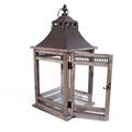 Lanterna in legno di abete e metallo grigio anticato 24X24H51