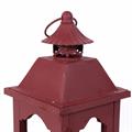 Lanterna rossa in legno di abete e metallo 25X25H59 in set di 2