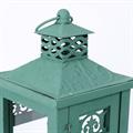 Lanterna verde in legno di abete e metallo 23X23H51 in set di 2