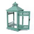 Lanterna verde in legno di abete e metallo 23X23H51 in set di 2