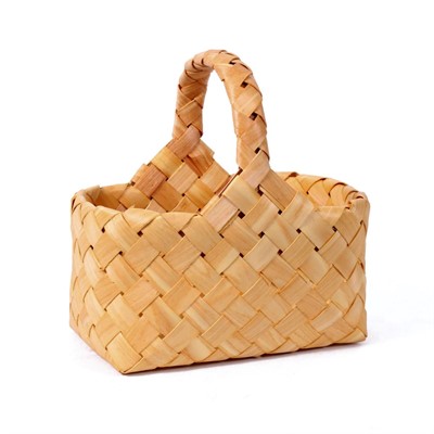 CESTO RETTANGOLARE IN PIOPPO CON MANICO CM 30X22H15/30 