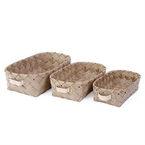 CESTO IN FIBRA DI CELLULOSA RETTANGOLARE NATURALE 37X25H12 SET 3 PEZZI