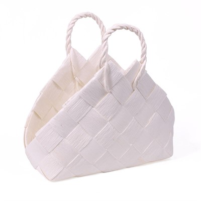 CESTO IN FIBRA DI CELLULOSA BIANCO CON MANICO CM 32X17H7/25/30 